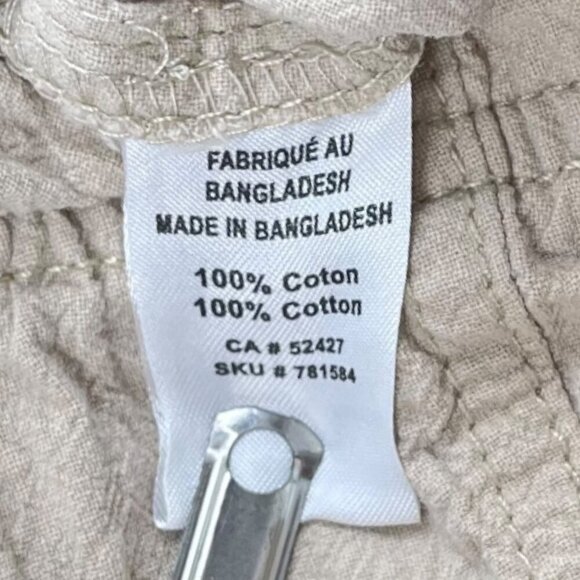 Classic Edition Beige Cropped Pants Size S | 100% Cotton Drawstring Waist Pocket - Picture 8 of 9